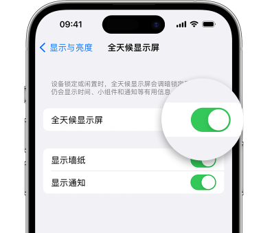 贺兰苹果15预约维修分享iPhone15如何设置全天候显示屏幕可见 